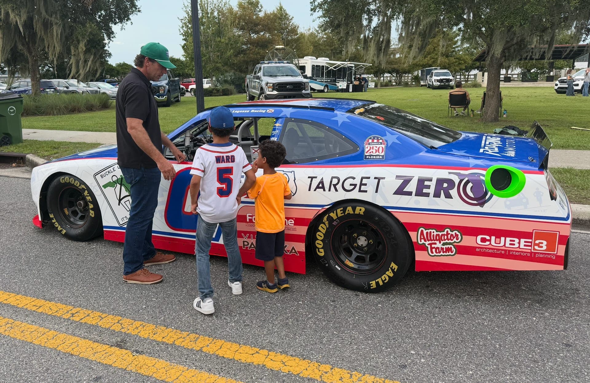 Kids meeting the Scott Lagasse Racing Target Zero show car